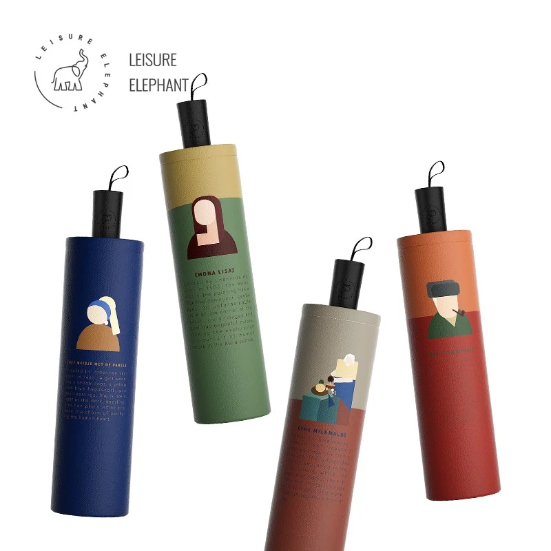 Folding umbrellas in different colors