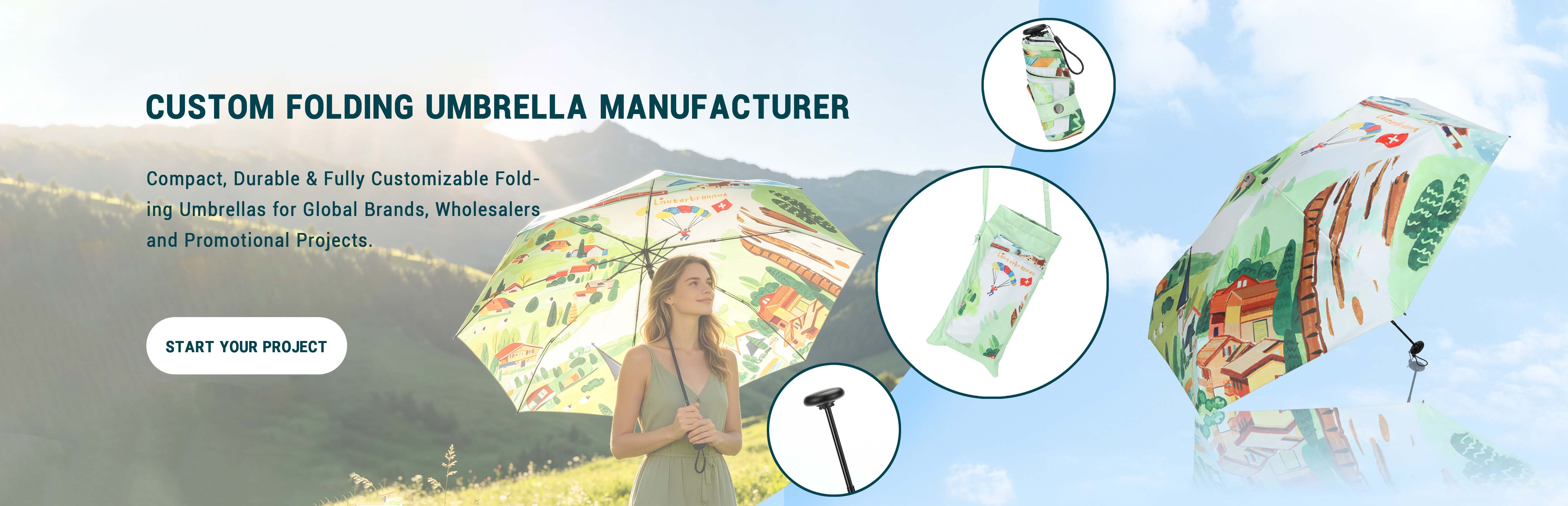Custom folding umbrella manufacturer banner
